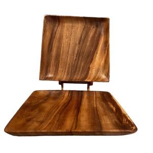 2 -10x10 Acacia square wood plates, sustainable, earth friendly